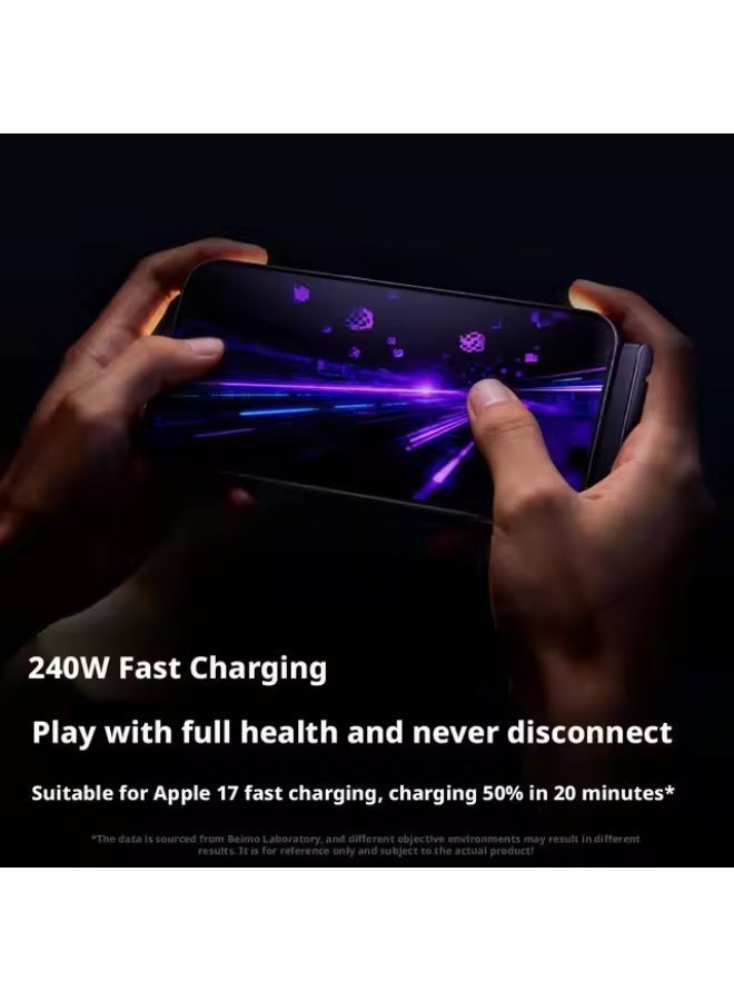 Basemo Phone Stand and Charger – 240W Ultra Fast Charging Type-C to Type-C Cable with Integrated Phone Stand, 2-in-1 Sideways Charger Braided PD Cable for iPhone, Redmagic, Samsung, Android, Tablets, Laptops & USB-C Devices - Image 4